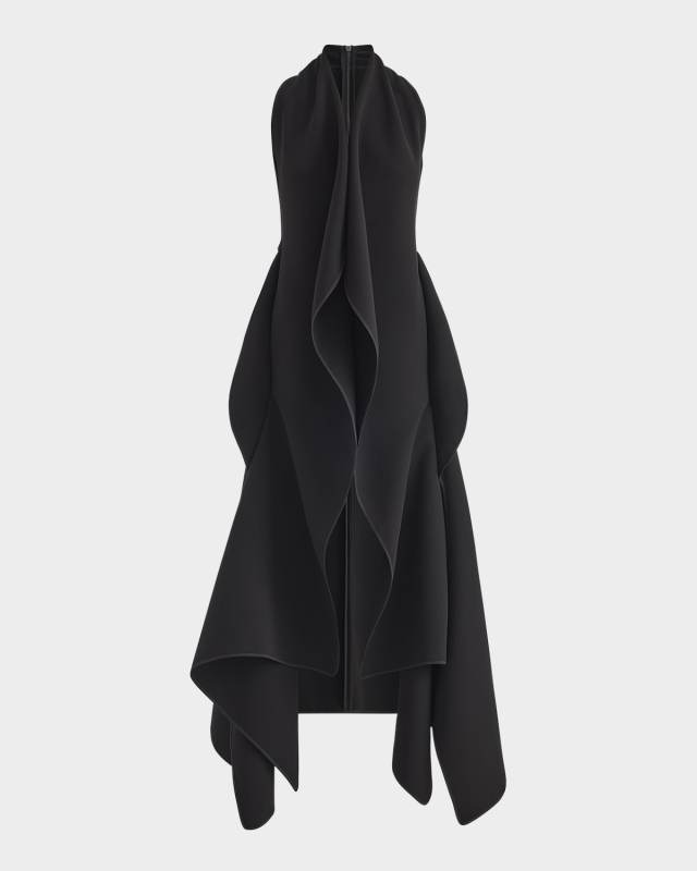 Varsity Sleeveless Draped Midi Dress